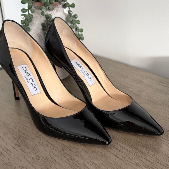 Jimmy Choo Shoes - Jimmy Choo Black Patent Leather Pointed-Toe Pumps